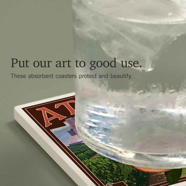 Atlanta, Georgia, Peaches, Coasters Coasters Lantern Press