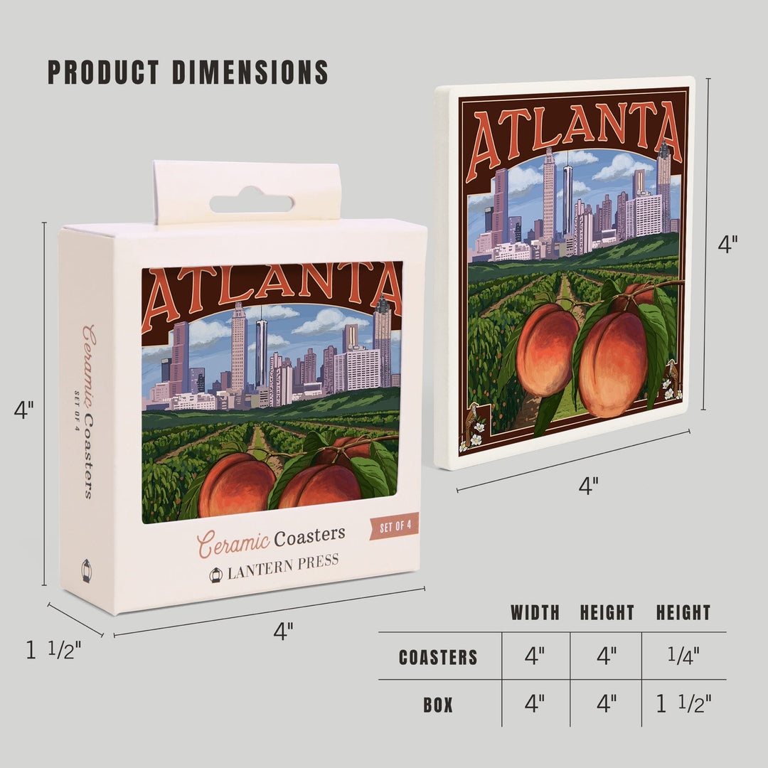 Atlanta, Georgia, Peaches, Coasters Coasters Lantern Press