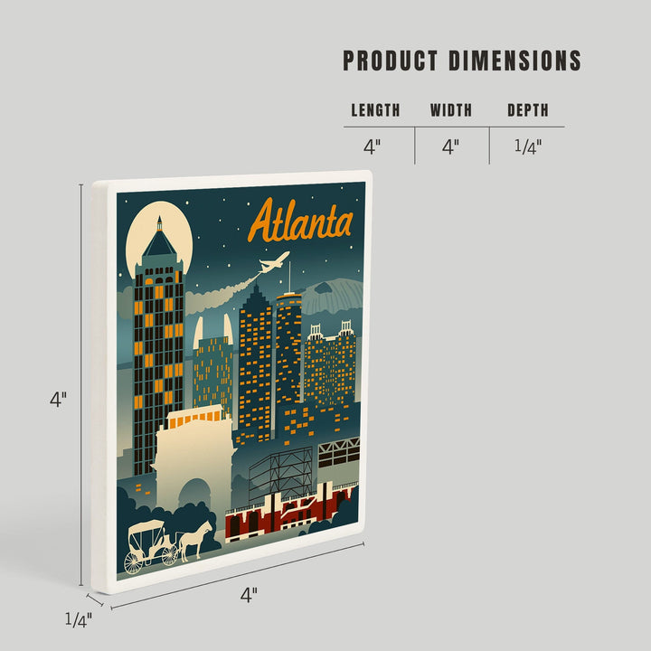 Atlanta, Georgia, Retro Skyline, Coasters Coasters Lantern Press