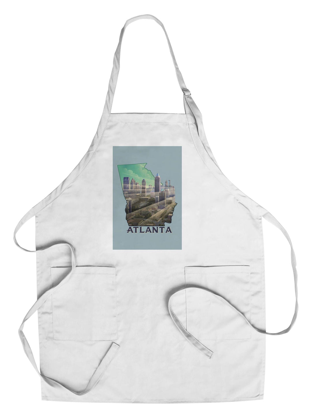 Atlanta, Georgia, Skyline, Lithograph, Contour, Organic Cotton Kitchen Tea Towels Kitchen Lantern Press Cotton Towel