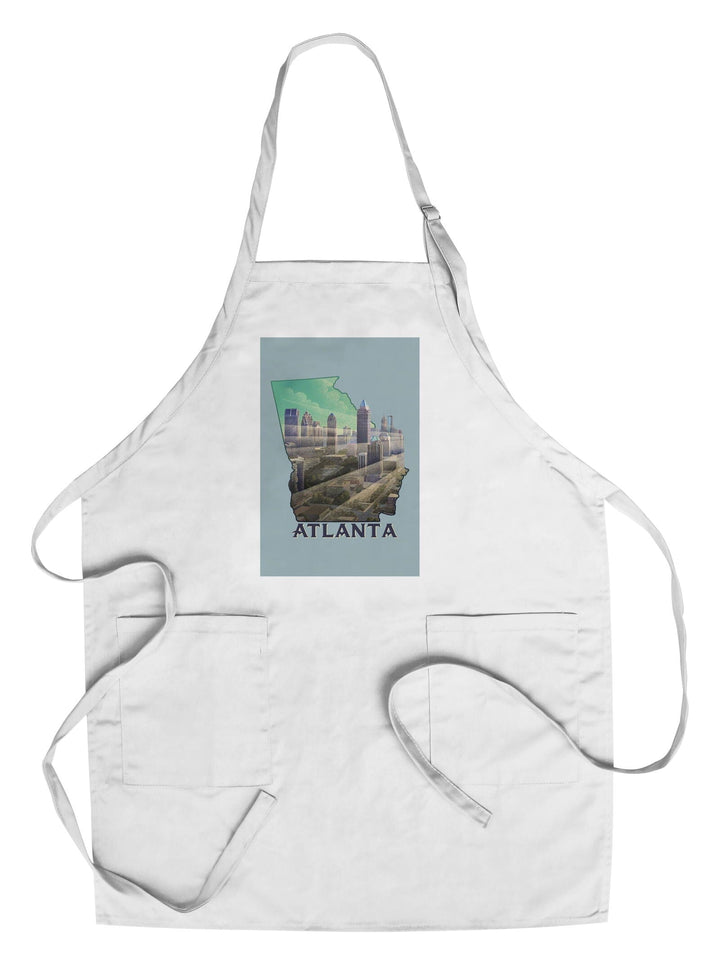 Atlanta, Georgia, Skyline, Lithograph, Contour, Organic Cotton Kitchen Tea Towels Kitchen Lantern Press Cotton Towel