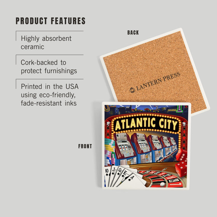 Atlantic City, Casino Scene Poster, Coasters Coasters Lantern Press