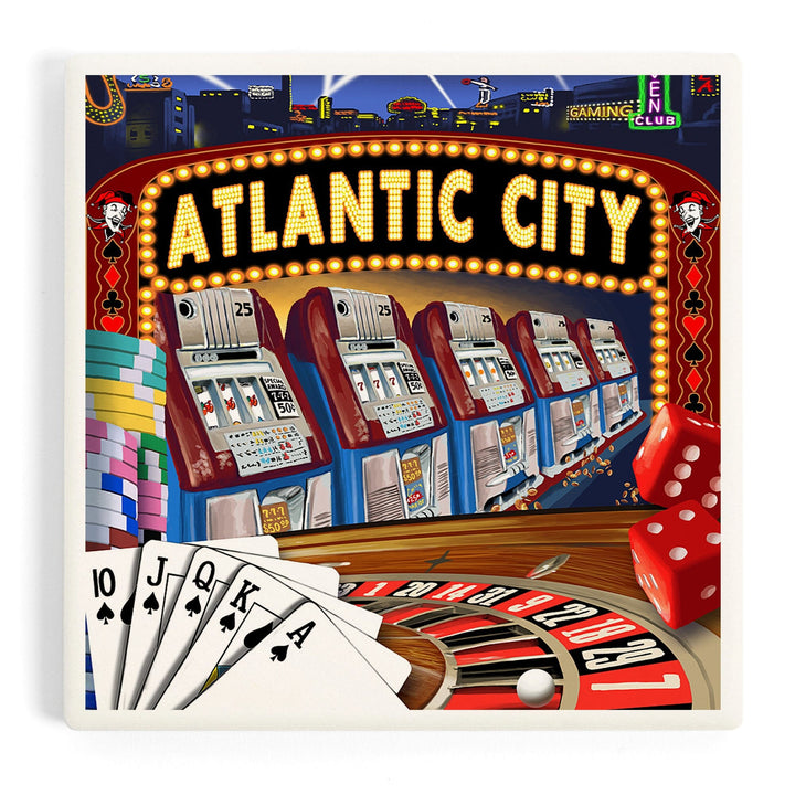 Atlantic City, Casino Scene Poster, Coasters Coasters Lantern Press