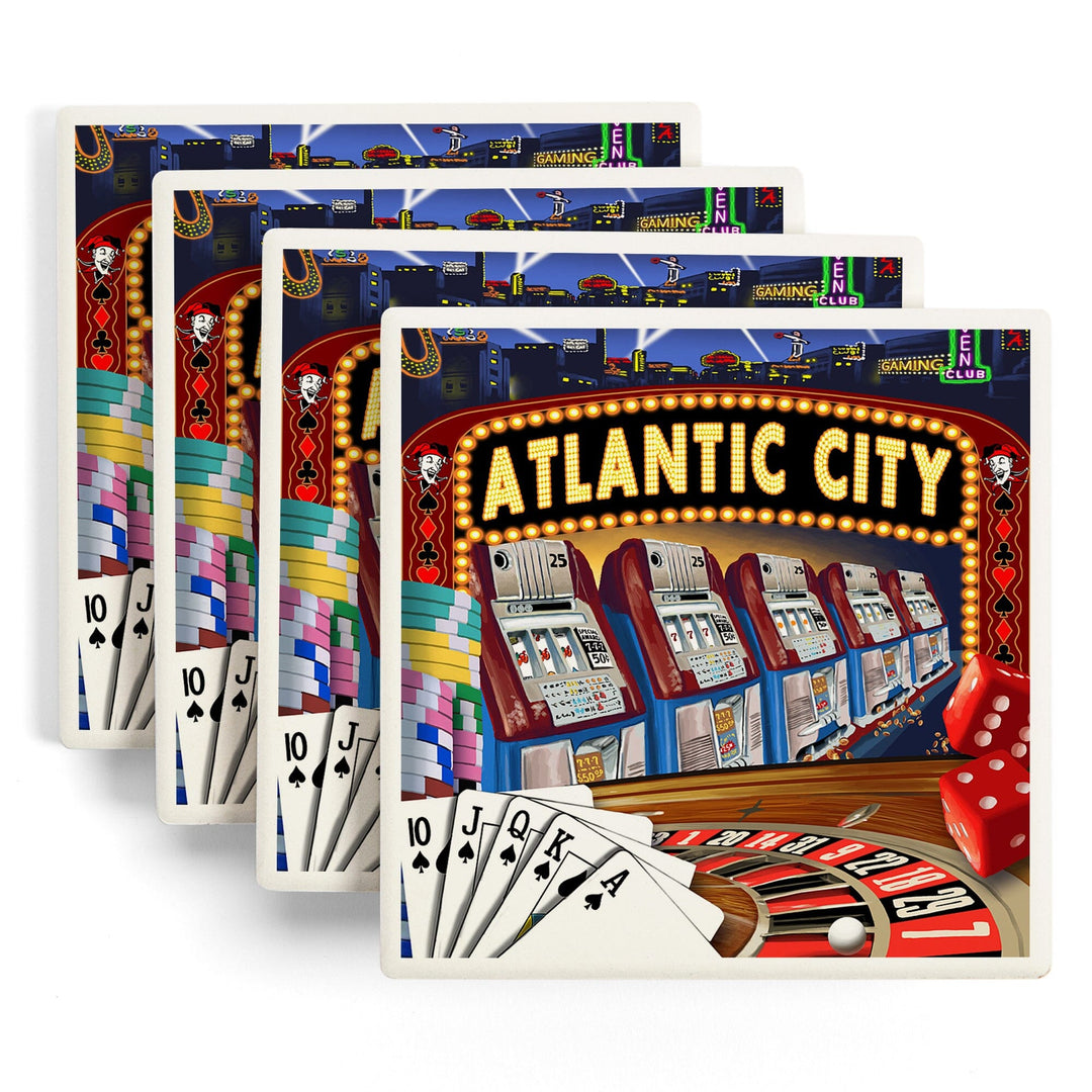 Atlantic City, Casino Scene Poster, Coasters Coasters Lantern Press