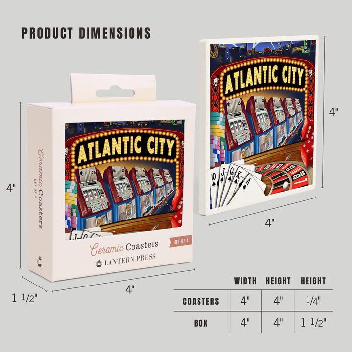 Atlantic City, Casino Scene Poster, Coasters Coasters Lantern Press