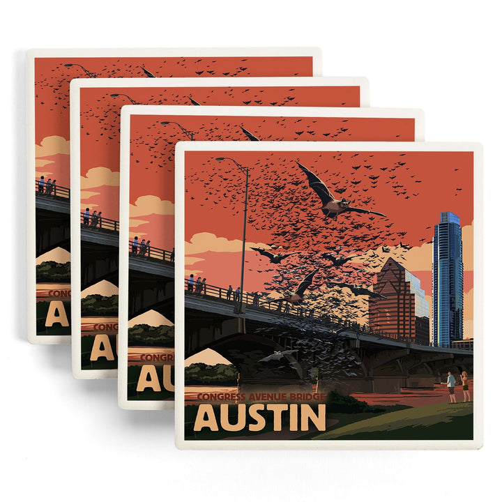 Austin, Texas, Bats and Congress Avenue Bridge, Coasters Coasters Lantern Press