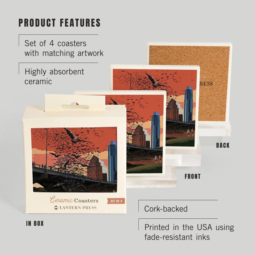 Austin, Texas, Bats and Congress Avenue Bridge, Coasters Coasters Lantern Press