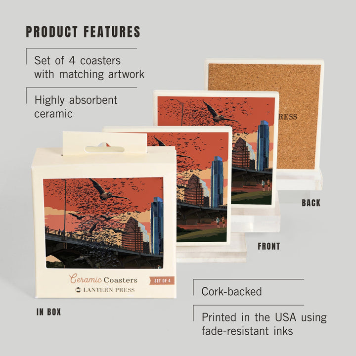 Austin, Texas, Bats and Congress Avenue Bridge, Coasters Coasters Lantern Press