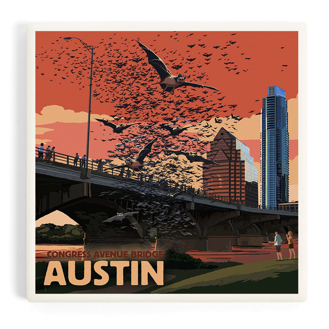 Austin, Texas, Bats and Congress Avenue Bridge, Coasters Coasters Lantern Press