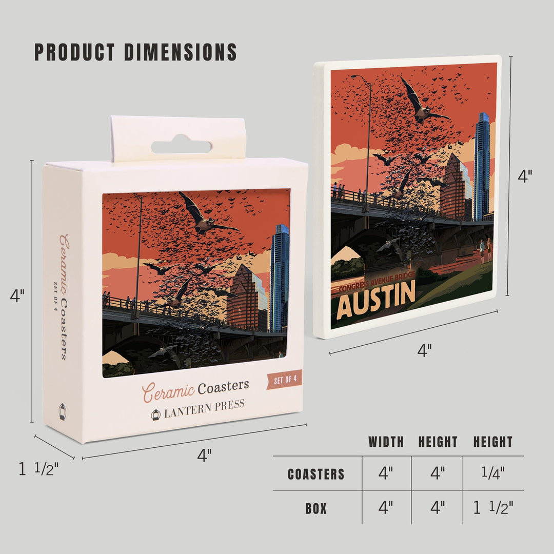 Austin, Texas, Bats and Congress Avenue Bridge, Coasters Coasters Lantern Press
