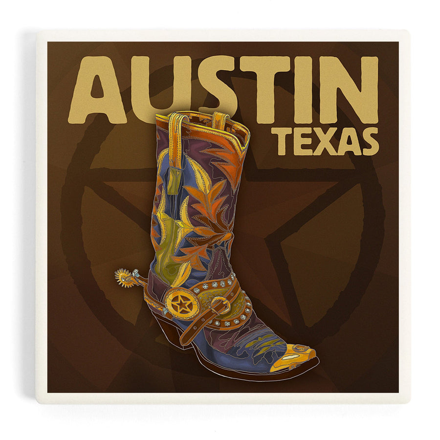 Austin, Texas, Boot and Star, Coasters Coasters Lantern Press