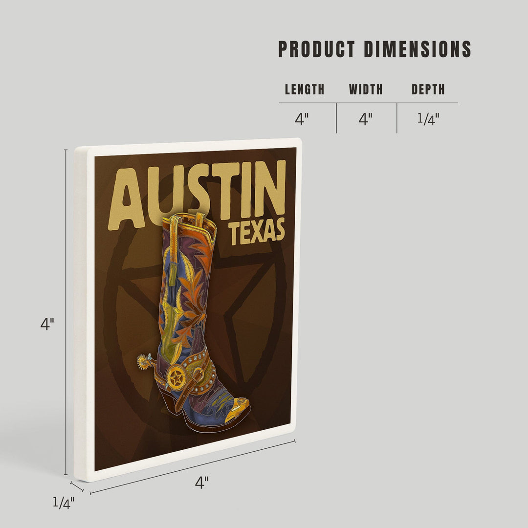Austin, Texas, Boot and Star, Coasters Coasters Lantern Press