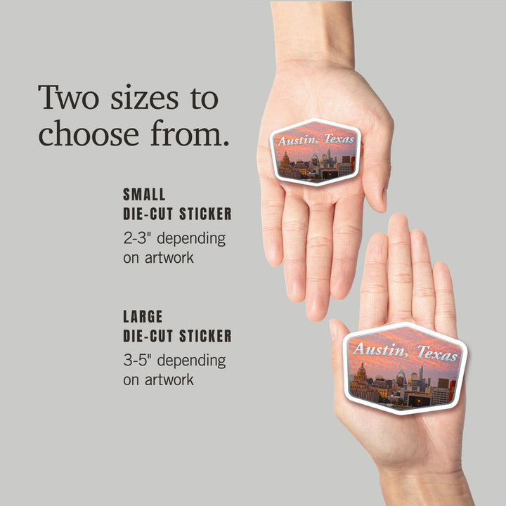 Austin, Texas, Cityscape, Contour, Vinyl Sticker Sticker Lantern Press