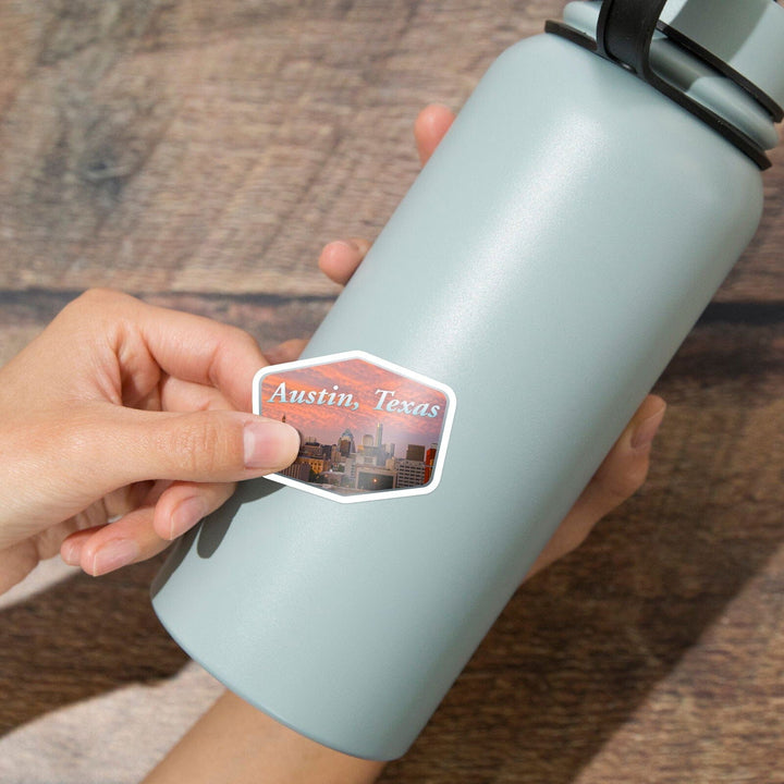 Austin, Texas, Cityscape, Contour, Vinyl Sticker Sticker Lantern Press