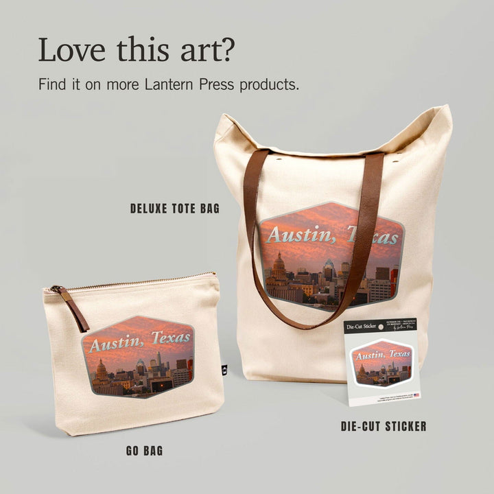 Austin, Texas, Cityscape, Contour, Vinyl Sticker Sticker Lantern Press