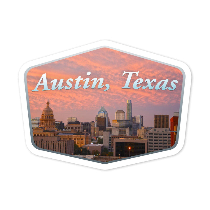 Austin, Texas, Cityscape, Contour, Vinyl Sticker Sticker Lantern Press