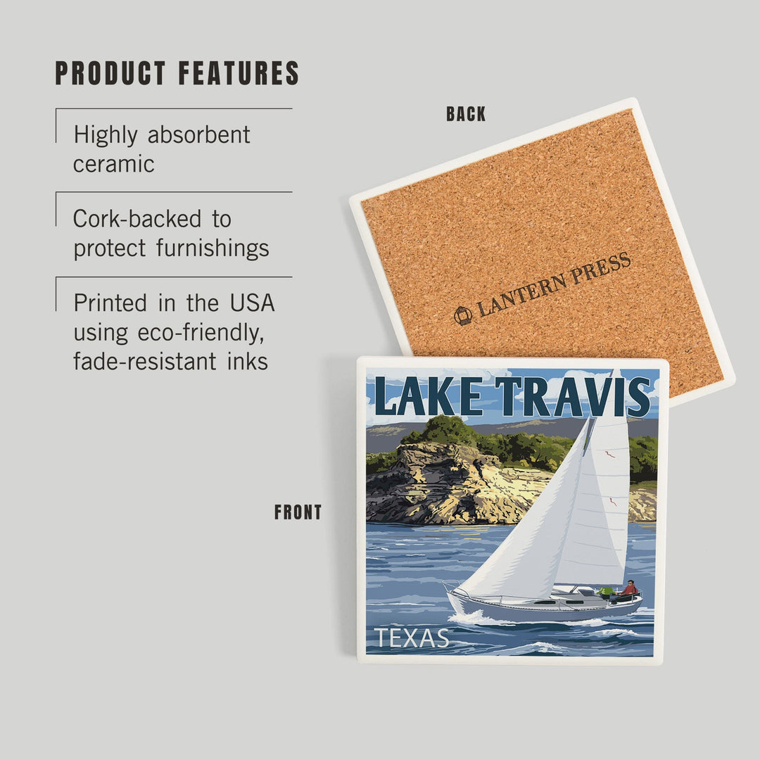 Austin, Texas, Lake Travis Sailing Scene, Coasters Coasters Lantern Press