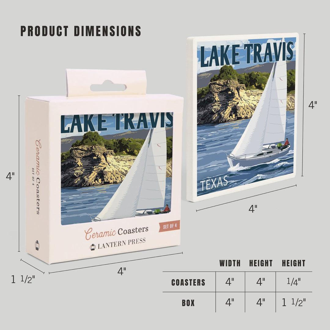 Austin, Texas, Lake Travis Sailing Scene, Coasters Coasters Lantern Press