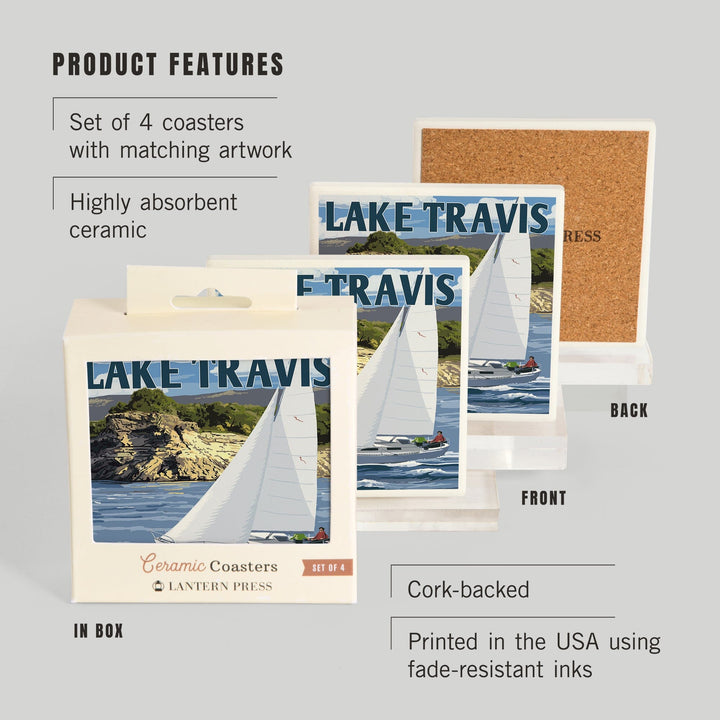 Austin, Texas, Lake Travis Sailing Scene, Coasters Coasters Lantern Press