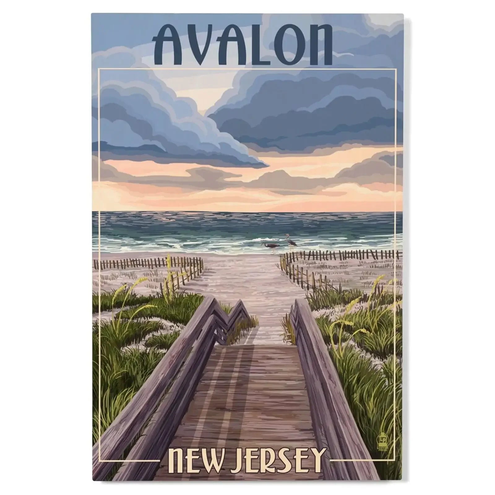 Avalon, New Jersey, Beach Boardwalk Scene, Lantern Press Artwork