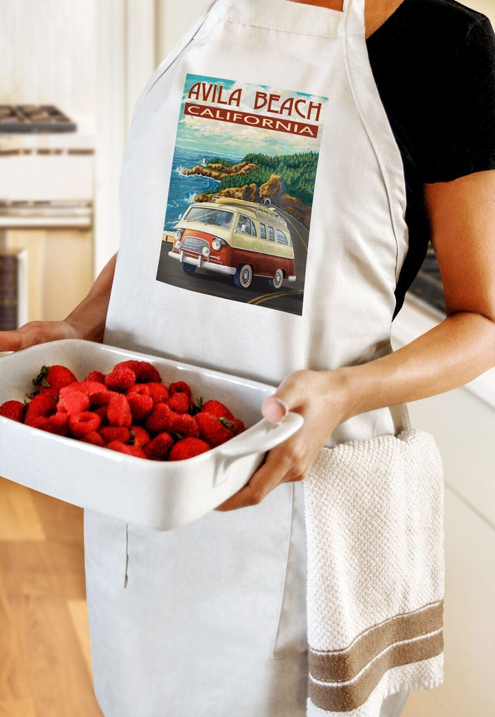 Avila Beach, California, Camper Van, Coastal, Organic Cotton Kitchen Tea Towels Kitchen Lantern Press