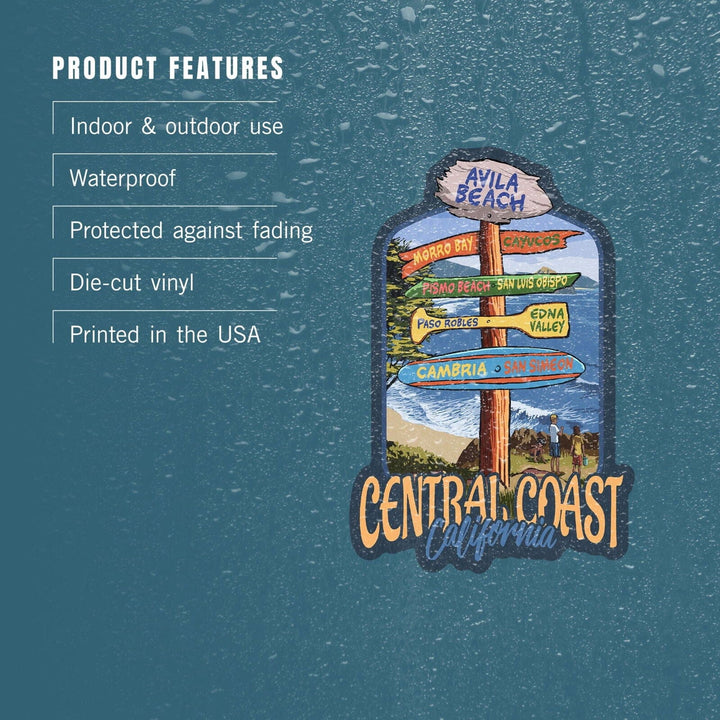 Avila Beach, California, Central Coast, Destination Signpost, Contour, Lantern Press Artwork, Vinyl Sticker Sticker Lantern Press