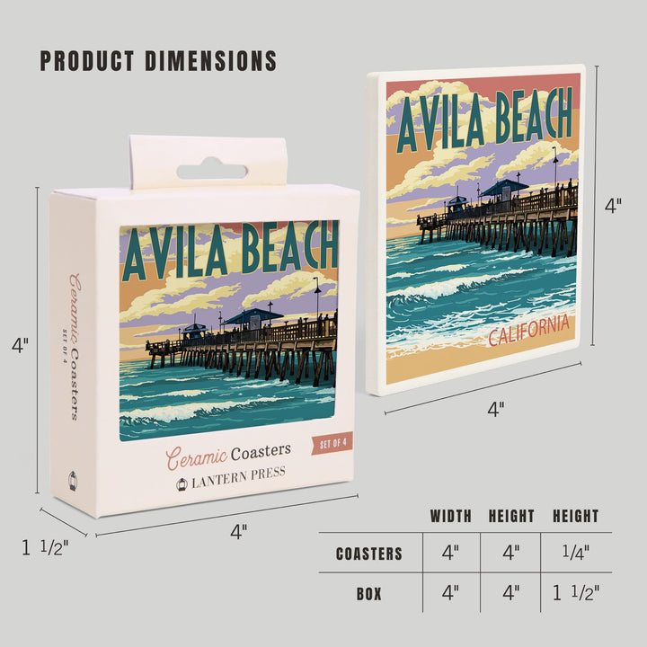 Avila Beach, California, Pier Sunset, Coasters Coasters Lantern Press