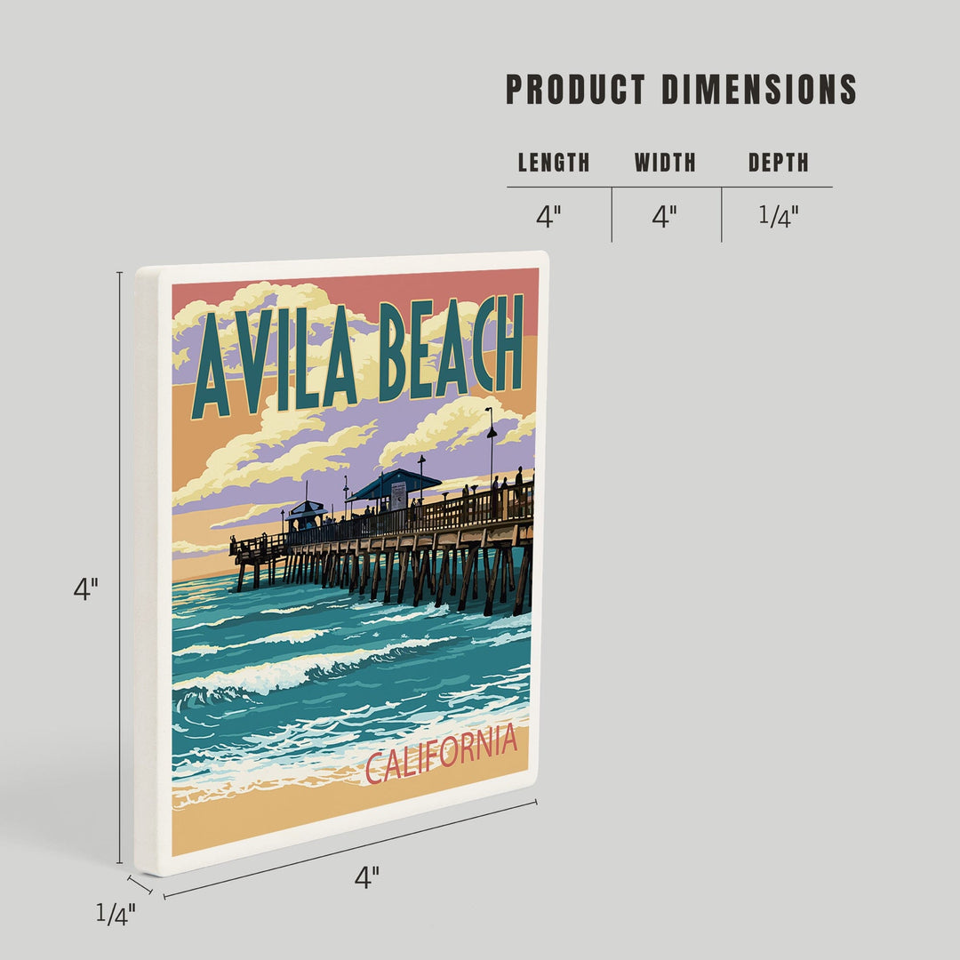 Avila Beach, California, Pier Sunset, Coasters Coasters Lantern Press