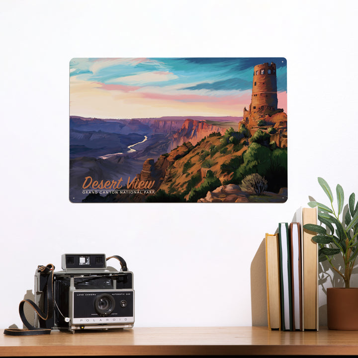 Grand Canyon National Park, Watchtower, Oil Painting, Metal Signs