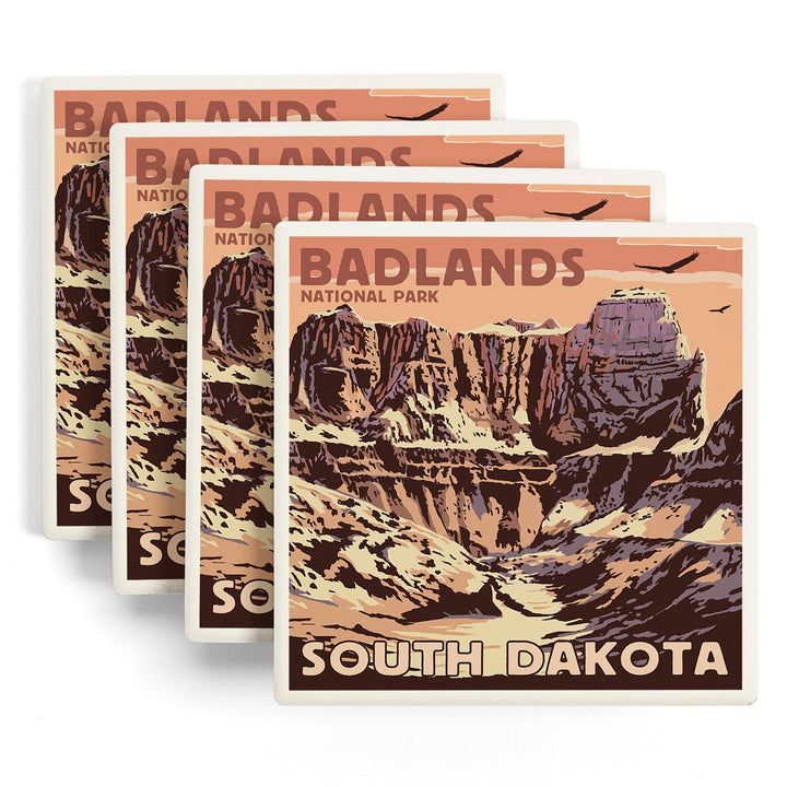 Badlands National Park, South Dakota, Castle Rock, Coasters Coasters Lantern Press