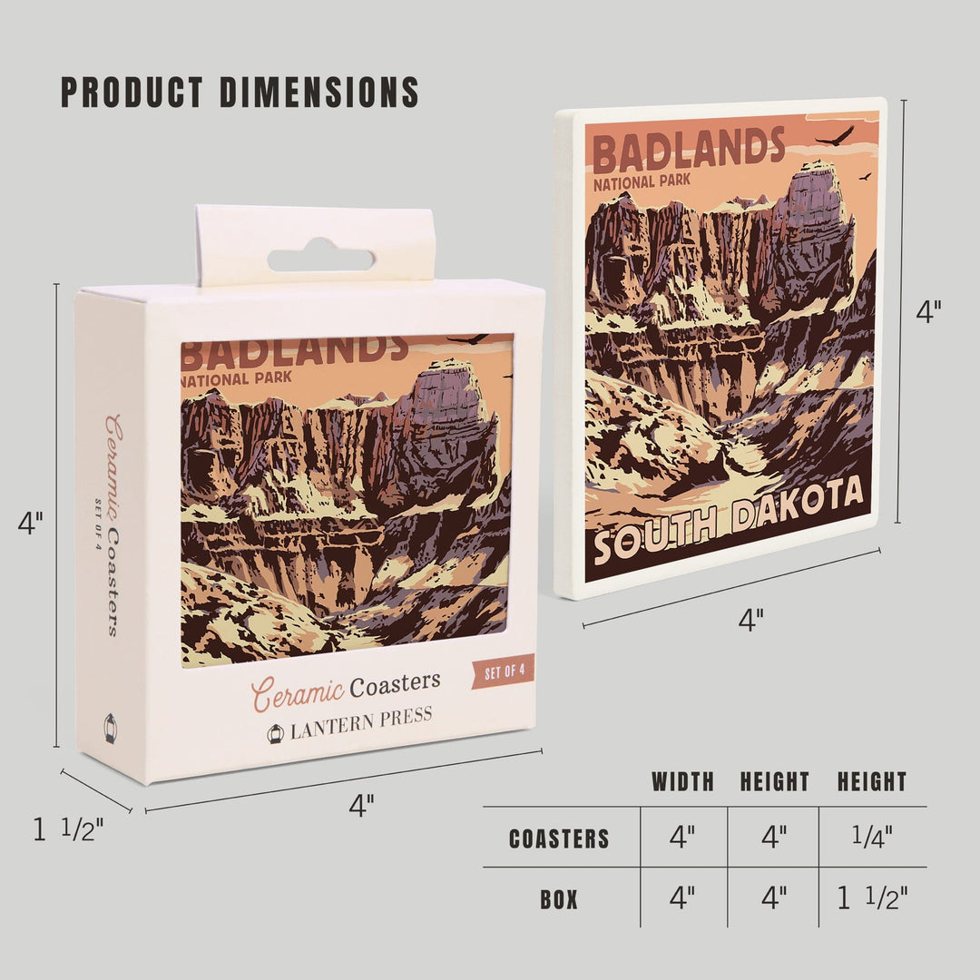 Badlands National Park, South Dakota, Castle Rock, Coasters Coasters Lantern Press