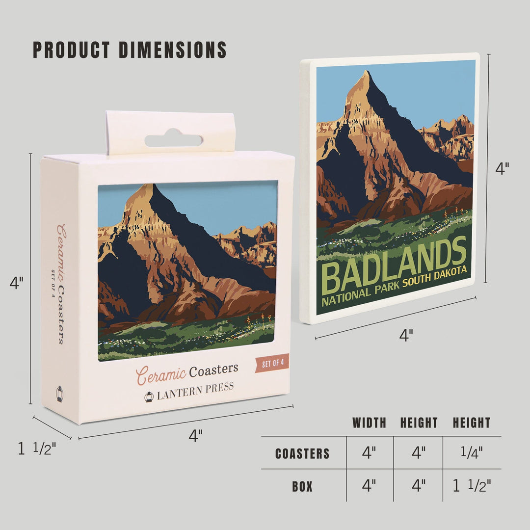 Badlands National Park, South Dakota, Coasters Coasters Lantern Press