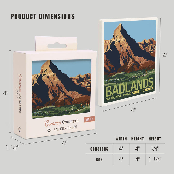 Badlands National Park, South Dakota, Coasters Coasters Lantern Press