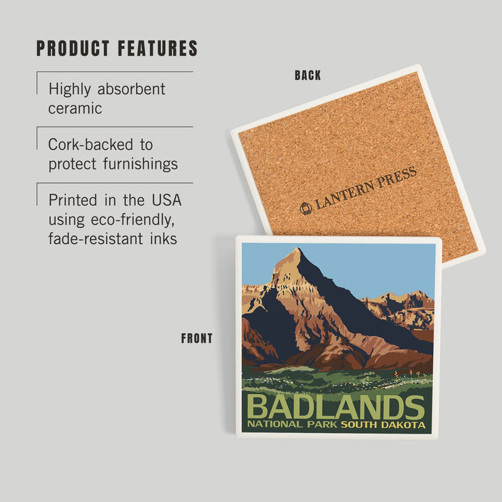 Badlands National Park, South Dakota, Coasters Coasters Lantern Press