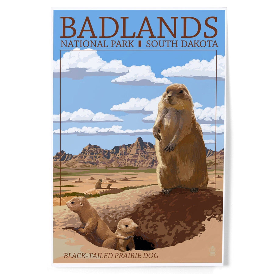 Badlands National Park, South Dakota, Prairie Dogs, Art & Giclee Prints Art Lantern Press
