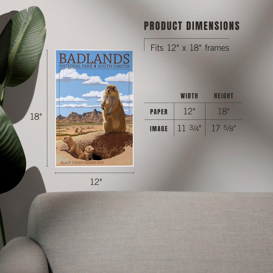 Badlands National Park, South Dakota, Prairie Dogs, Art & Giclee Prints Art Lantern Press