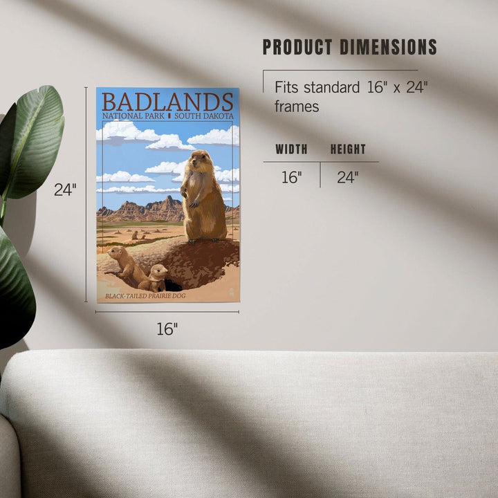 Badlands National Park, South Dakota, Prairie Dogs, Art & Giclee Prints Art Lantern Press