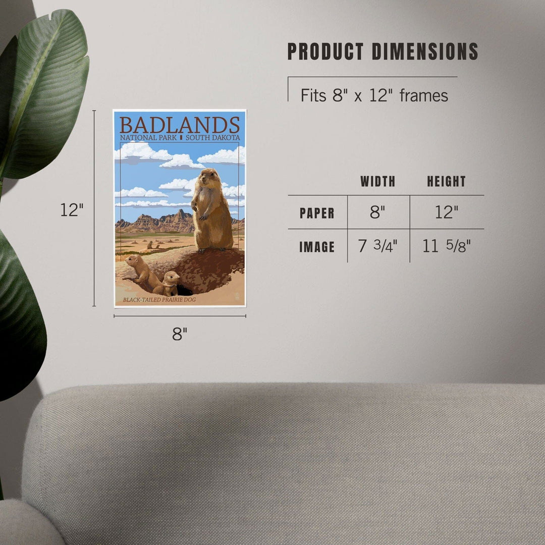 Badlands National Park, South Dakota, Prairie Dogs, Art & Giclee Prints Art Lantern Press