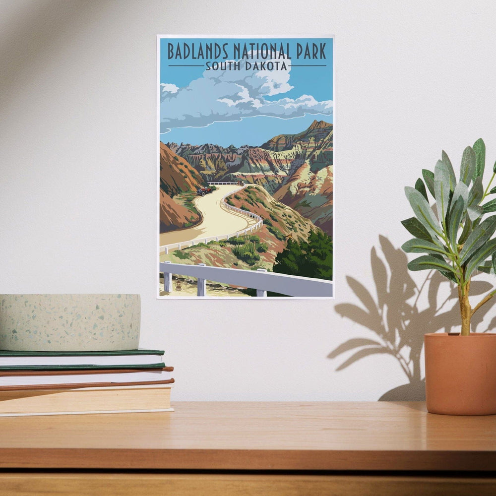 Badlands National Park, South Dakota, Road Scene, Art & Giclee Prints Art Lantern Press