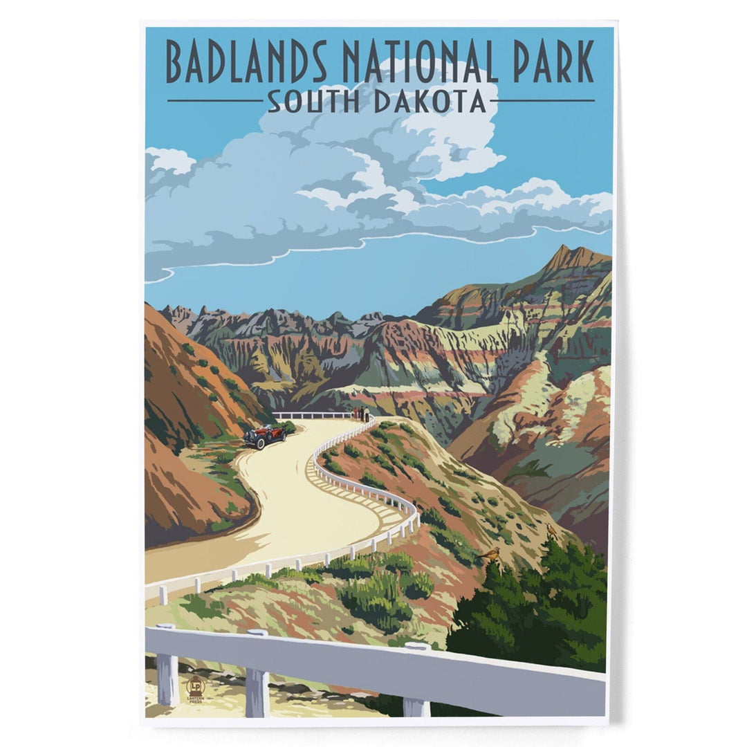 Badlands National Park, South Dakota, Road Scene, Art & Giclee Prints Art Lantern Press