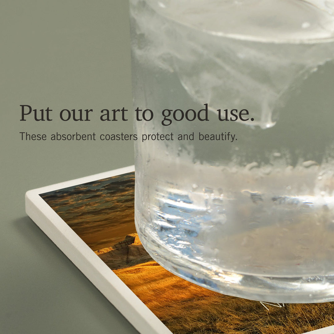 Badlands National Park, South Dakota, Sunset, Coasters Coasters Lantern Press