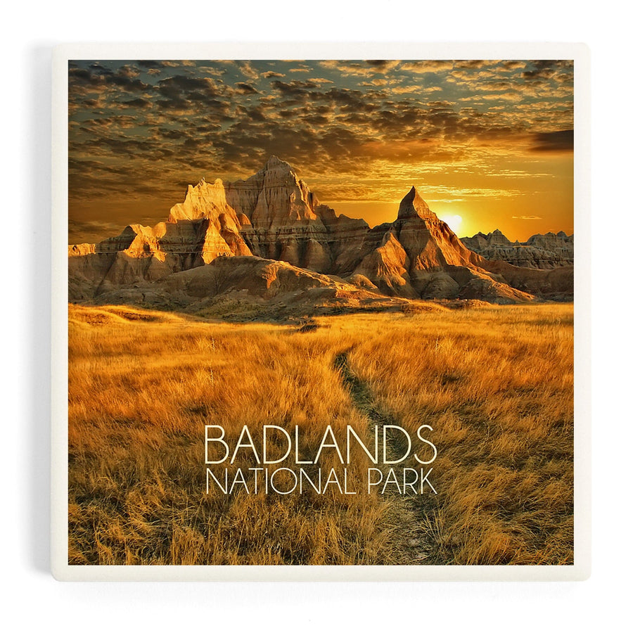 Badlands National Park, South Dakota, Sunset, Coasters Coasters Lantern Press