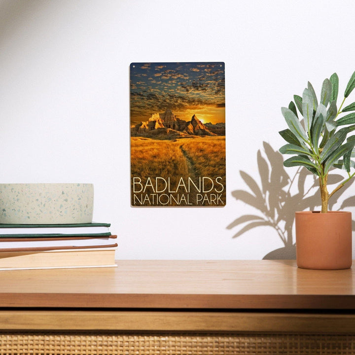 Badlands National Park, South Dakota Sunset, Lantern Press Photography, Wood Signs and Postcards Wood Lantern Press