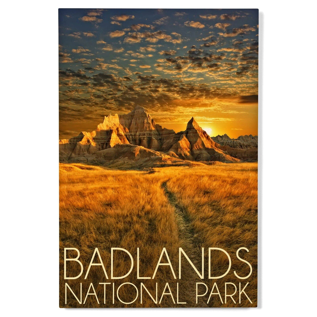 Badlands National Park, South Dakota Sunset, Lantern Press Photography, Wood Signs and Postcards Wood Lantern Press