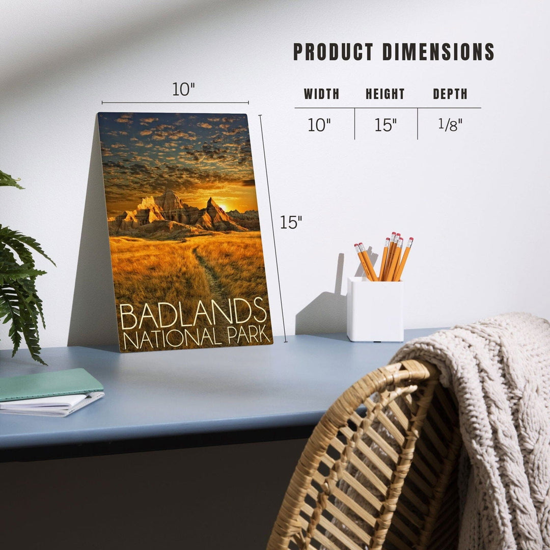 Badlands National Park, South Dakota Sunset, Lantern Press Photography, Wood Signs and Postcards Wood Lantern Press