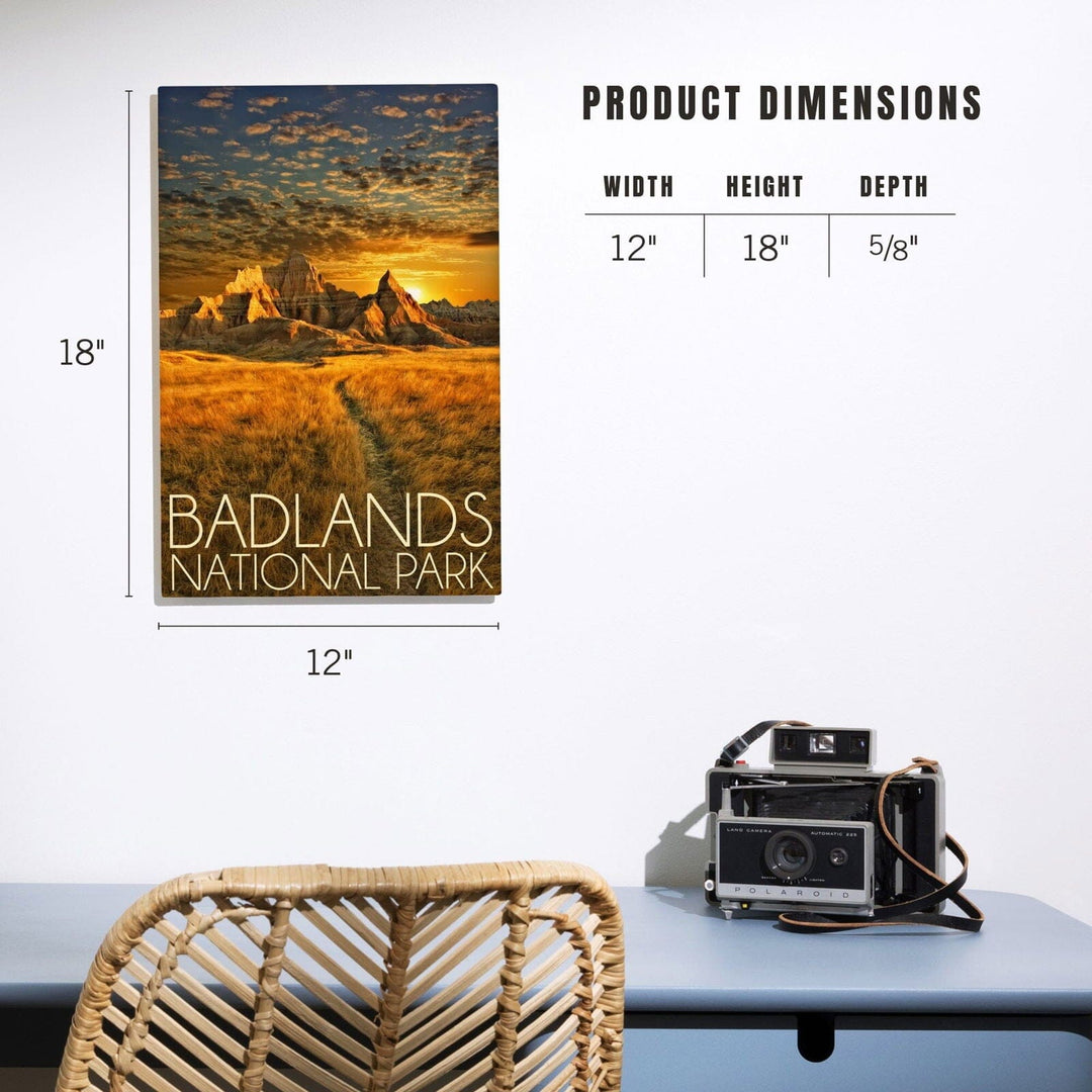 Badlands National Park, South Dakota Sunset, Lantern Press Photography, Wood Signs and Postcards Wood Lantern Press