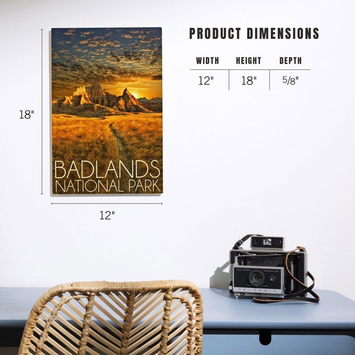 Badlands National Park, South Dakota Sunset, Lantern Press Photography, Wood Signs and Postcards Wood Lantern Press