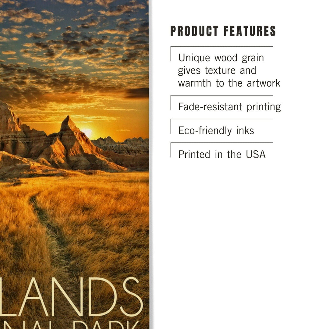 Badlands National Park, South Dakota Sunset, Lantern Press Photography, Wood Signs and Postcards Wood Lantern Press