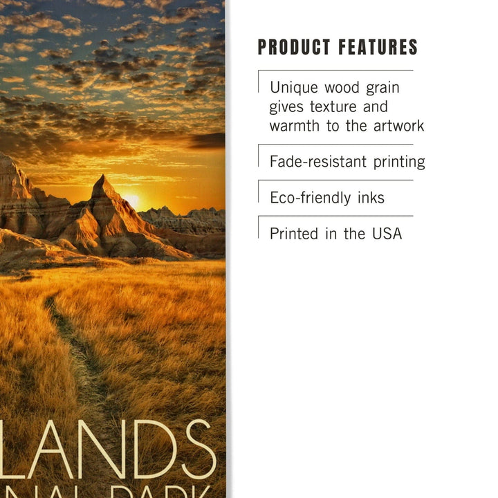 Badlands National Park, South Dakota Sunset, Lantern Press Photography, Wood Signs and Postcards Wood Lantern Press