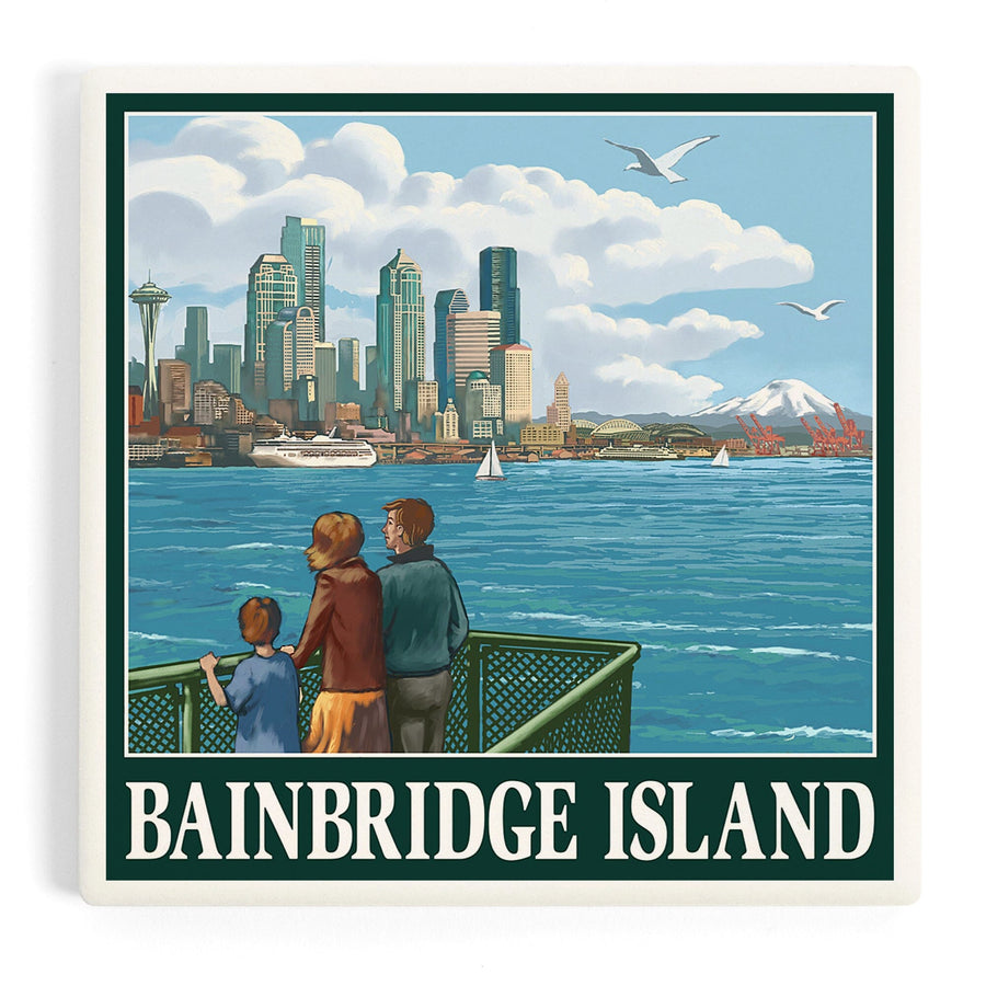 Bainbridge Island, Washington, Ferry and Seattle, Coasters Coasters Lantern Press